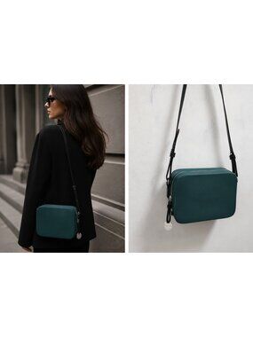 FABLOU Chelsea Green Silicone Crossbody Bag Black Strap Waterproof Vegan